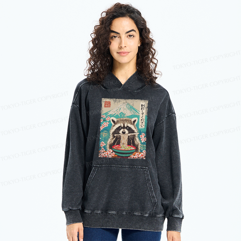 Tokyo-Tiger Please Give Raccoon A Discount Washed Hoodie