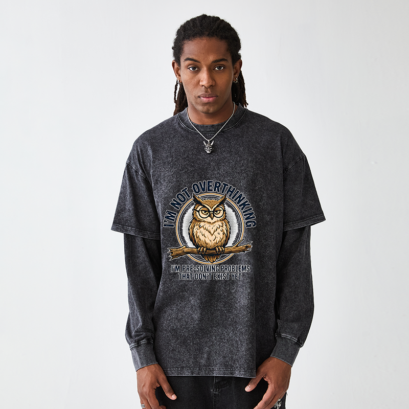Tokyo-Tiger Overthink Master Owl Washed Double Layer T-Shirt