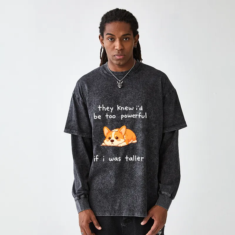 Tokyo-Tiger Funny Short Dog Joke Washed Double Layer T-Shirt