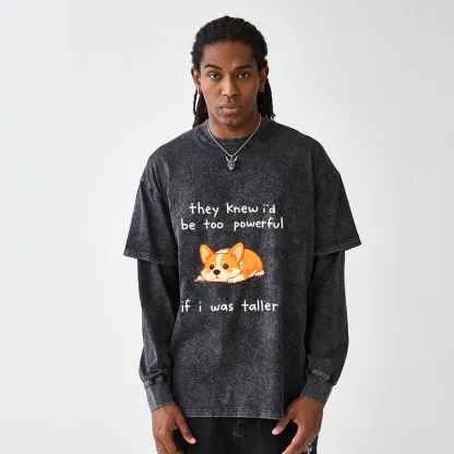 Tokyo-Tiger Funny Short Dog Joke Washed Double Layer T-Shirt