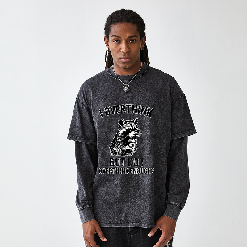 Tokyo-Tiger Constant Overthinking Washed Double Layer T-Shirt