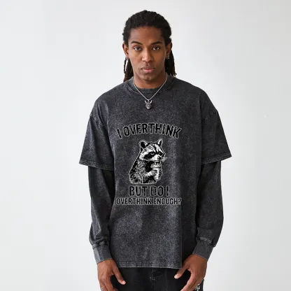 Tokyo-Tiger Constant Overthinking Washed Double Layer T-Shirt