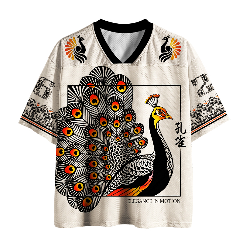 Tokyo-Tiger Japanese Asian Style Peacock Mesh Jersey