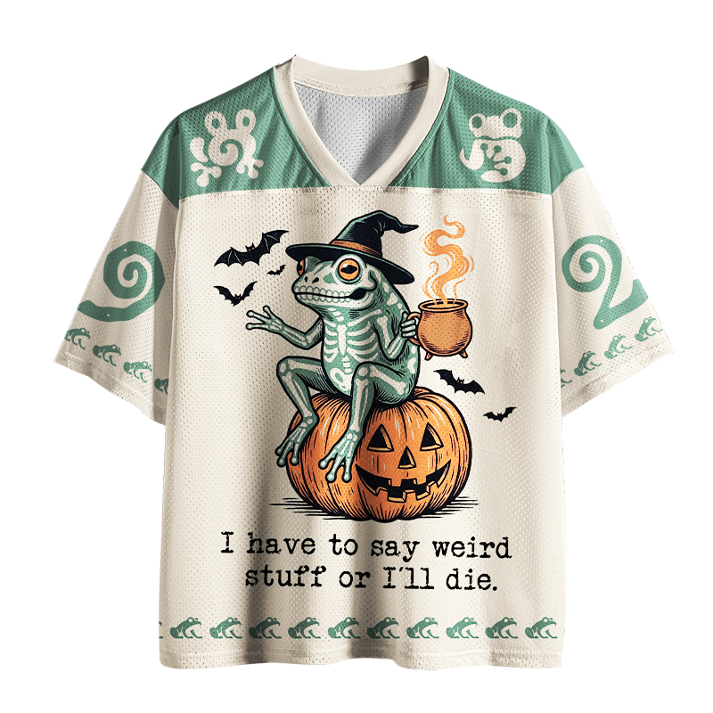 Tokyo-Tiger Funny Spooky Frog Pumpkin Halloween Mesh Jersey