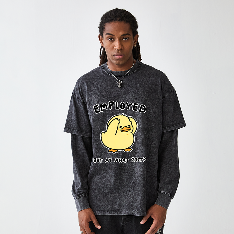 Tokyo-Tiger Funny Work Duck Washed Double Layer T-Shirt