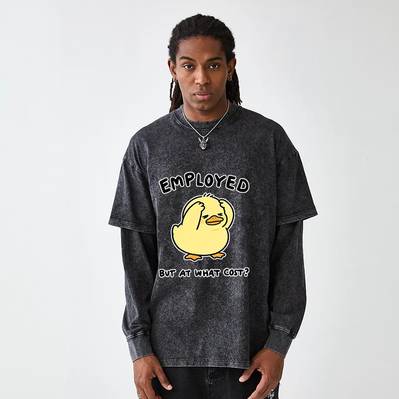 Tokyo-Tiger Funny Work Duck Washed Double Layer T-Shirt