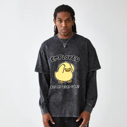 Tokyo-Tiger Funny Work Duck Washed Double Layer T-Shirt