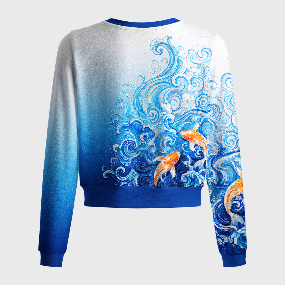 Tokyo-Tiger Van Gogh's Wave Red Koi Women's Lightweight Cardigan