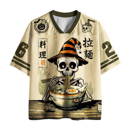 Tokyo-Tiger Halloween Skeleton Ramen Mesh Jersey
