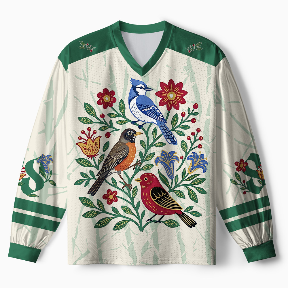 Tokyo-Tiger Floral Birdsong Paneled Long Sleeve Jersey