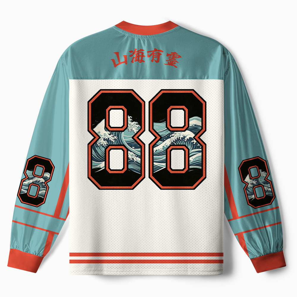 Tokyo-Tiger Mountains Seas Cherry Blossoms Paneled Long Sleeve Jersey