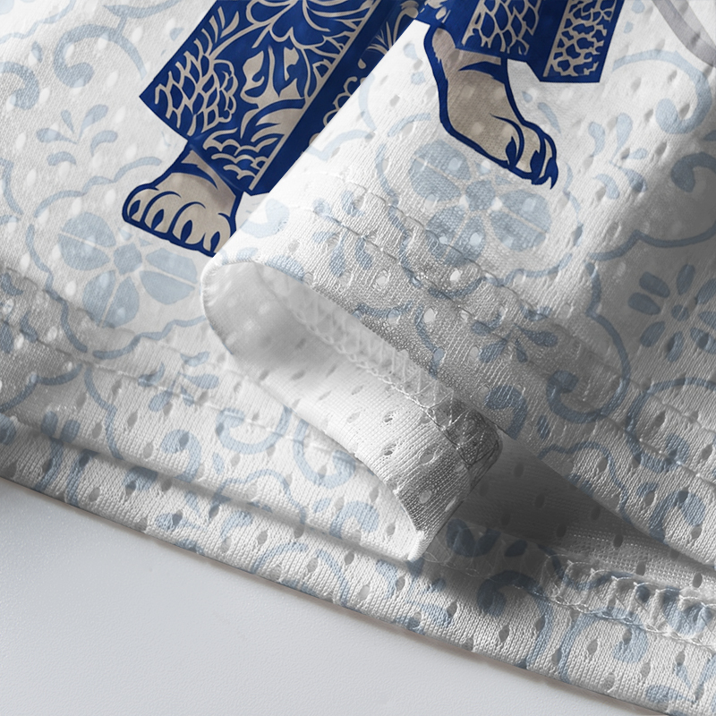Tokyo-Tiger Blue White Porcelain Samurai Tiger Mesh Jersey