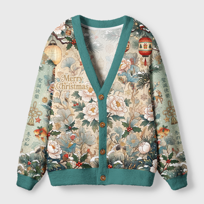 Tokyo-Tiger Lucky Koi Cat Ugly Cardigan Sweater