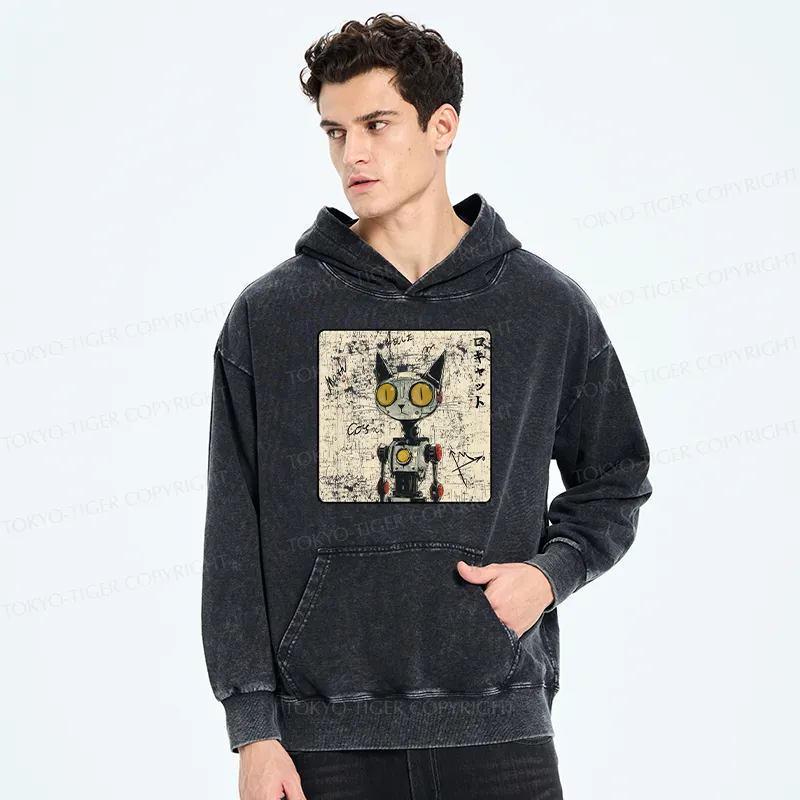 Tokyo-Tiger Robot Cat Washed Hoodie