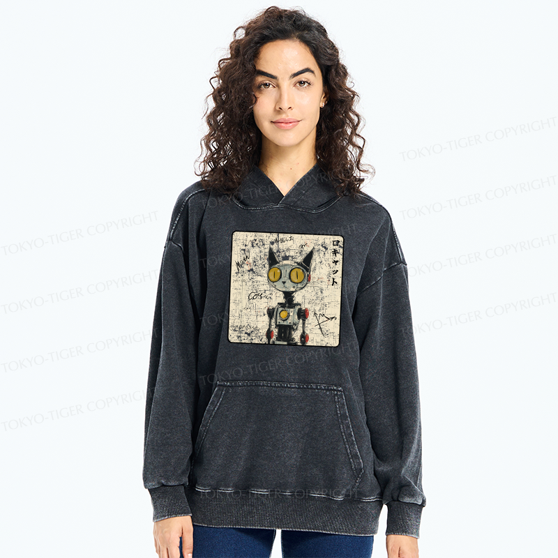 Tokyo-Tiger Robot Cat Washed Hoodie
