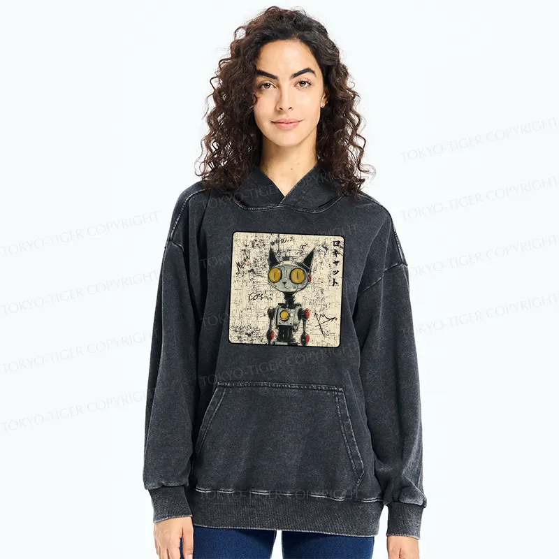 Tokyo-Tiger Robot Cat Washed Hoodie