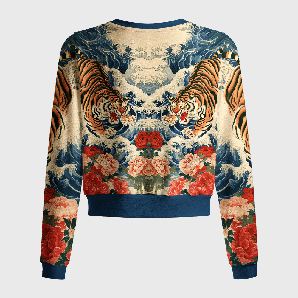Tokyo-Tiger Tiger Of The Floral Surf Women's Lightweight Cardigan