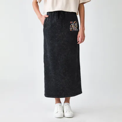 Tokyo-Tiger Folk Hare Bloom Washed Terry Skirt
