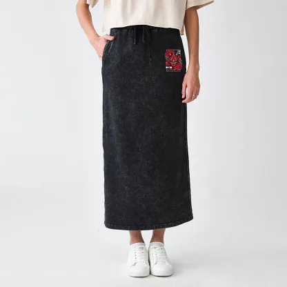 Tokyo-Tiger Cool Oni Floral Art Washed Terry Skirt