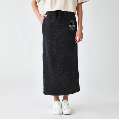 Tokyo-Tiger Black Cat Scratches People Washed Terry Skirt