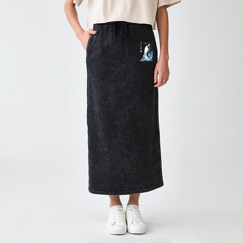 Tokyo-Tiger Keep Calm Penguin Washed Terry Skirt