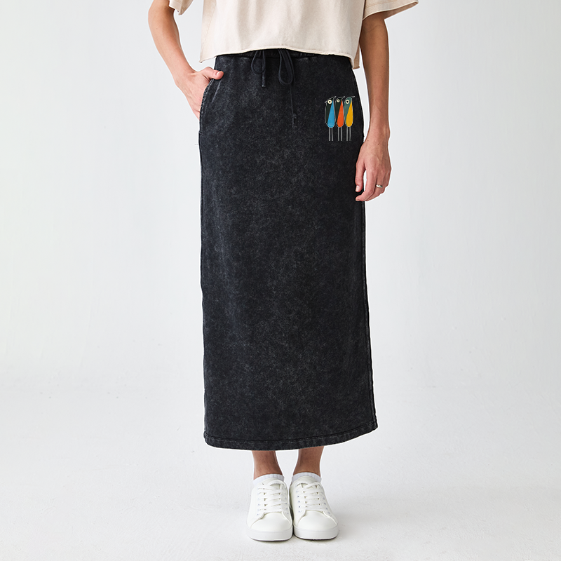 Tokyo-Tiger Bold Shape Birds Washed Terry Skirt