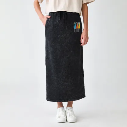 Tokyo-Tiger Bold Shape Birds Washed Terry Skirt