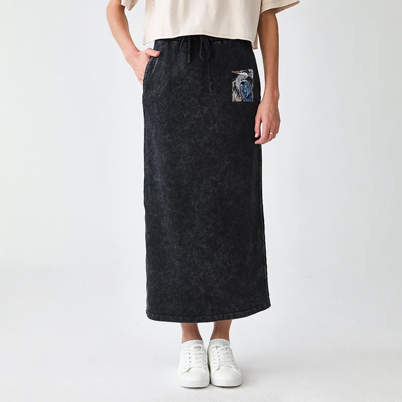 Tokyo-Tiger Stylish Blue Heron Washed Terry Skirt