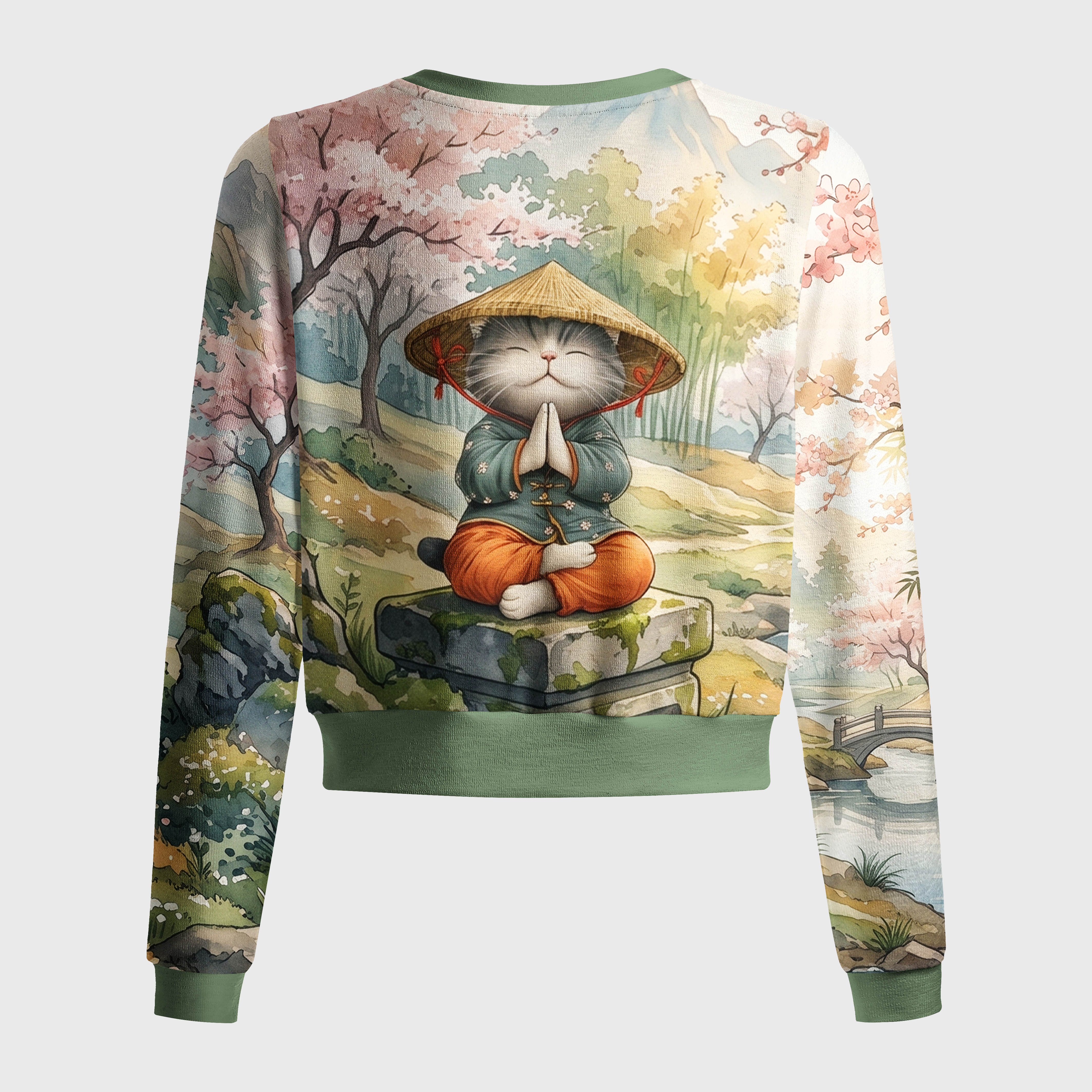 Tokyo-Tiger Zen Relax Cat Graphic Women's Lightweight Cardigan