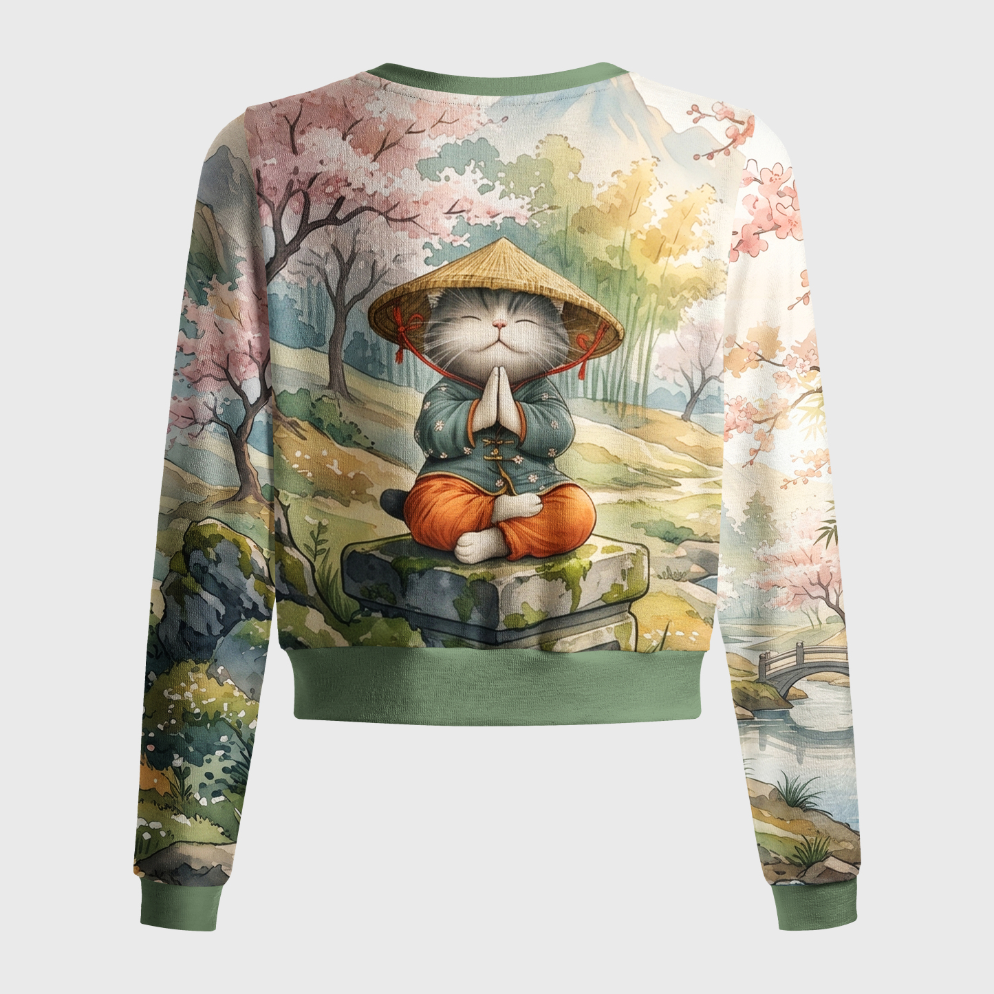 Tokyo-Tiger Zen Relax Cat Graphic Women's Lightweight Cardigan