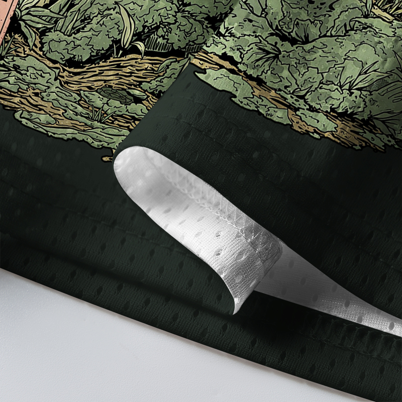 Tokyo-Tiger Japanese Ukiyo‑e Black Cat Bamboo Mesh Jersey