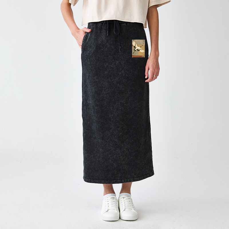Tokyo-Tiger Crane Spirit Washed Terry Skirt