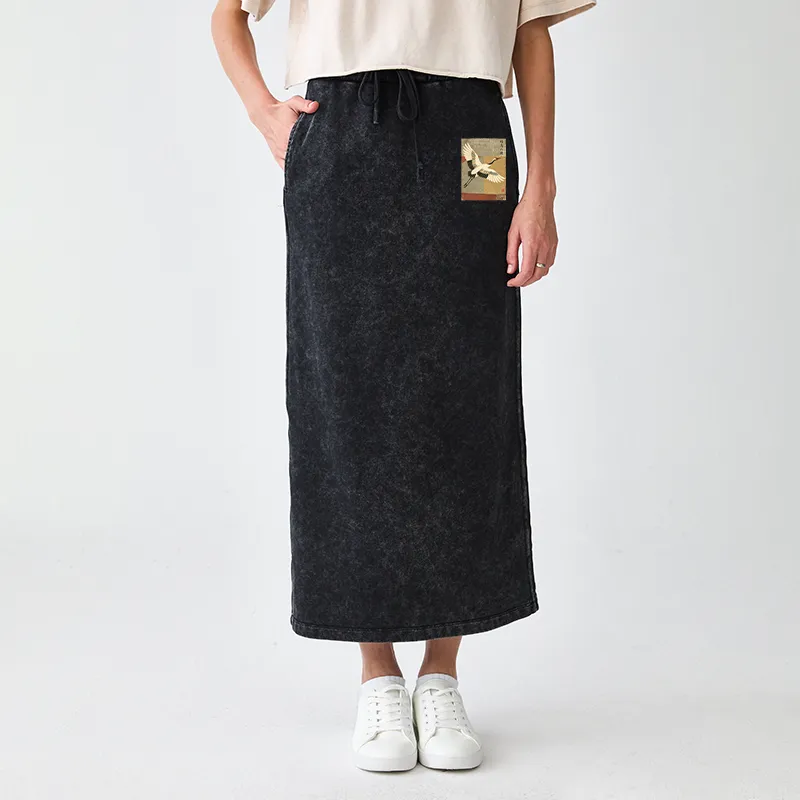 Tokyo-Tiger Crane Spirit Washed Terry Skirt
