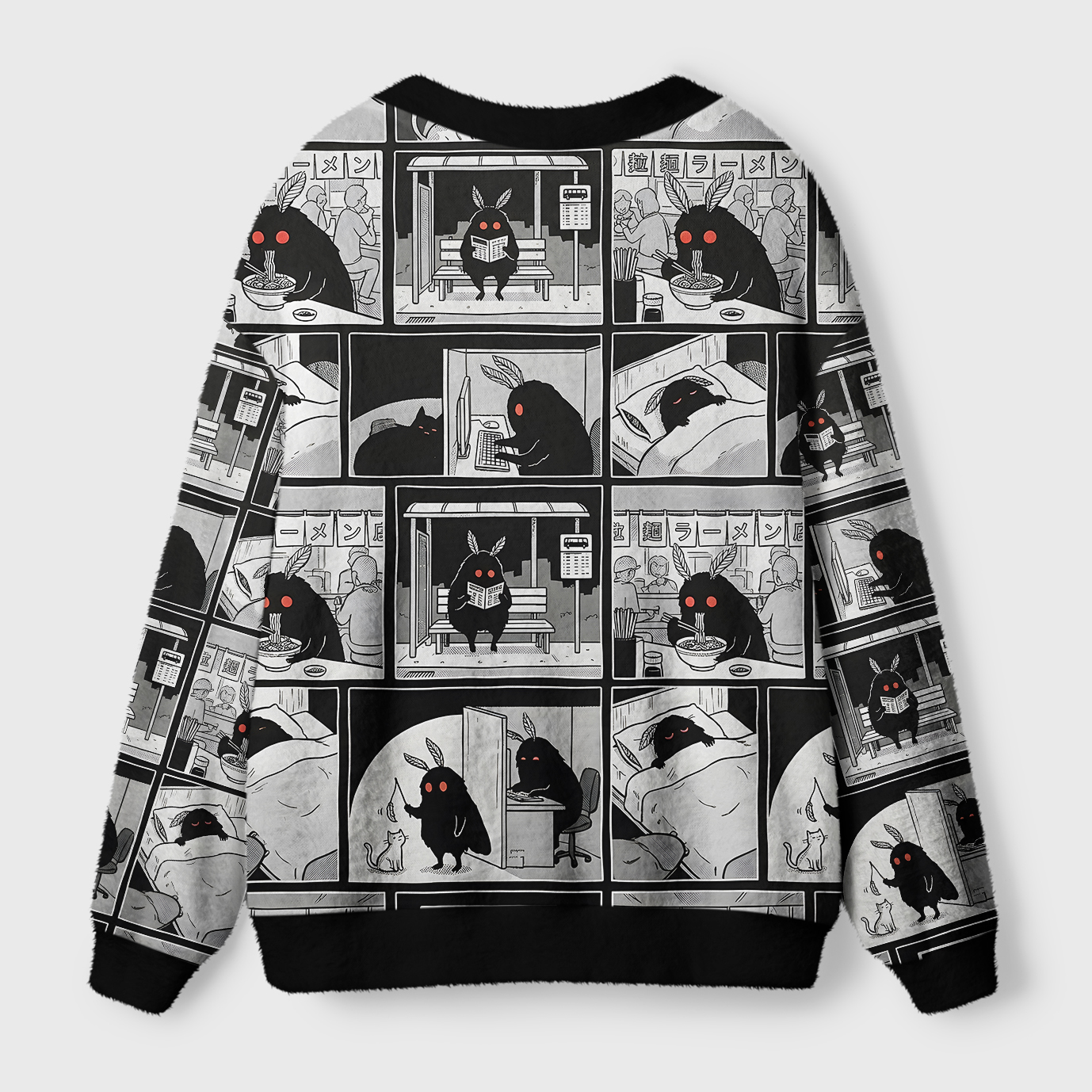 Tokyo-Tiger Dark Weird Moth‑Like Creature Manga Panel Ugly Cardigan Sweater