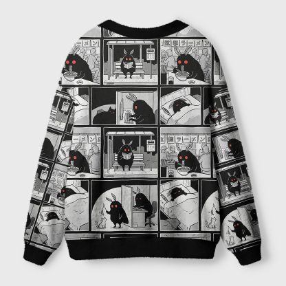 Tokyo-Tiger Dark Weird Moth‑Like Creature Manga Panel Ugly Cardigan Sweater