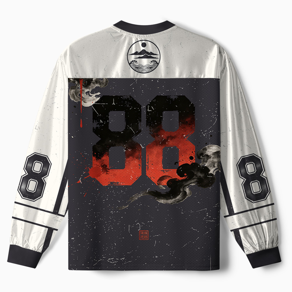 Tokyo-Tiger Japanese Sunset Wanderer Samurai cat Paneled Long Sleeve Jersey