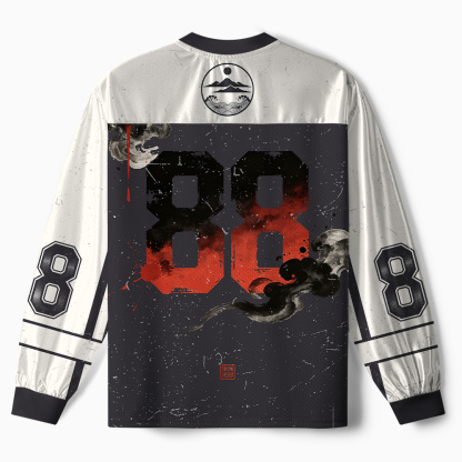 Tokyo-Tiger Japanese Sunset Wanderer Samurai cat Paneled Long Sleeve Jersey