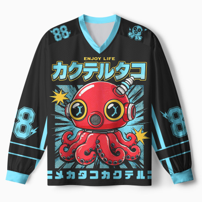 Tokyo-Tiger Cocktail Octopus Mecha Paneled Long Sleeve Jersey