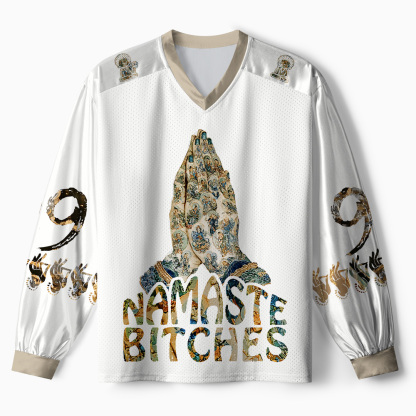 Tokyo-Tiger Funny Zen: Namaste Chaos #99 Paneled Long Sleeve Jersey