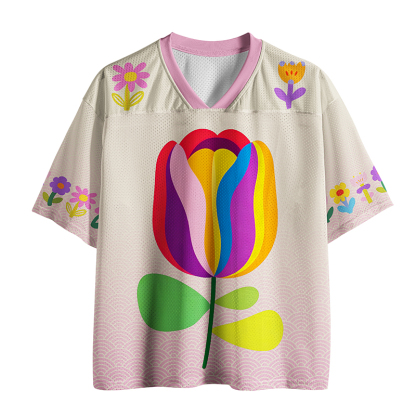 Tokyo-Tiger Rainbow Tulip Bloom Mesh Jersey