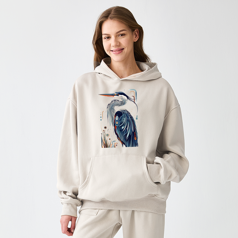 Tokyo-Tiger Stylish Blue Heron Adult Fleece Hoodie
