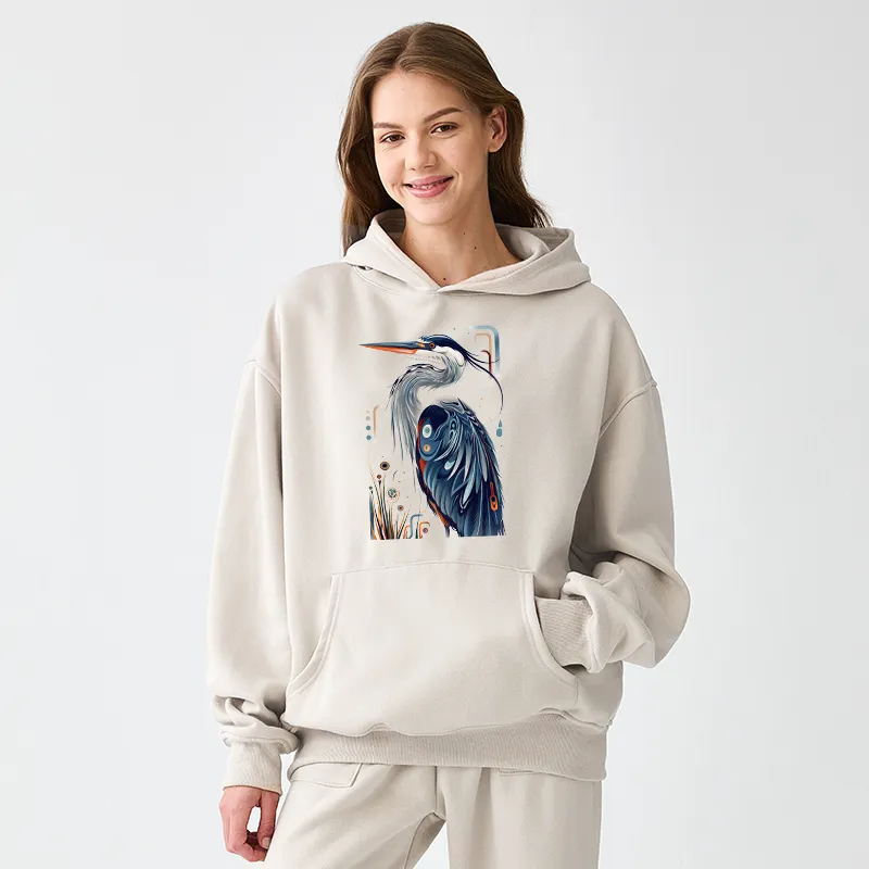 Tokyo-Tiger Stylish Blue Heron Adult Fleece Hoodie