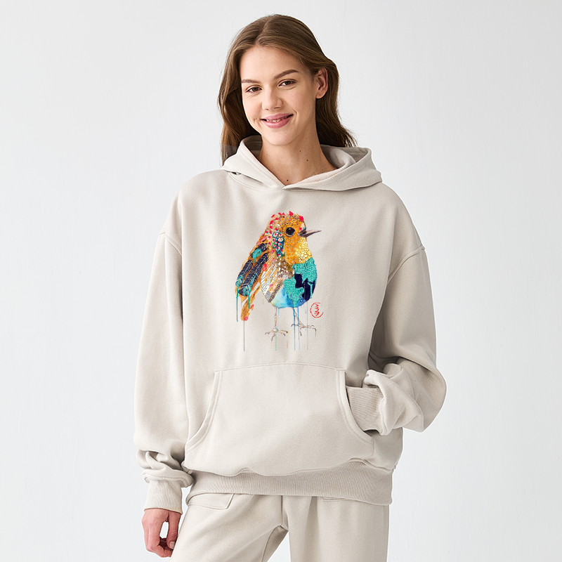 Tokyo-Tiger Sparkly Wild Bird Adult Fleece Hoodie