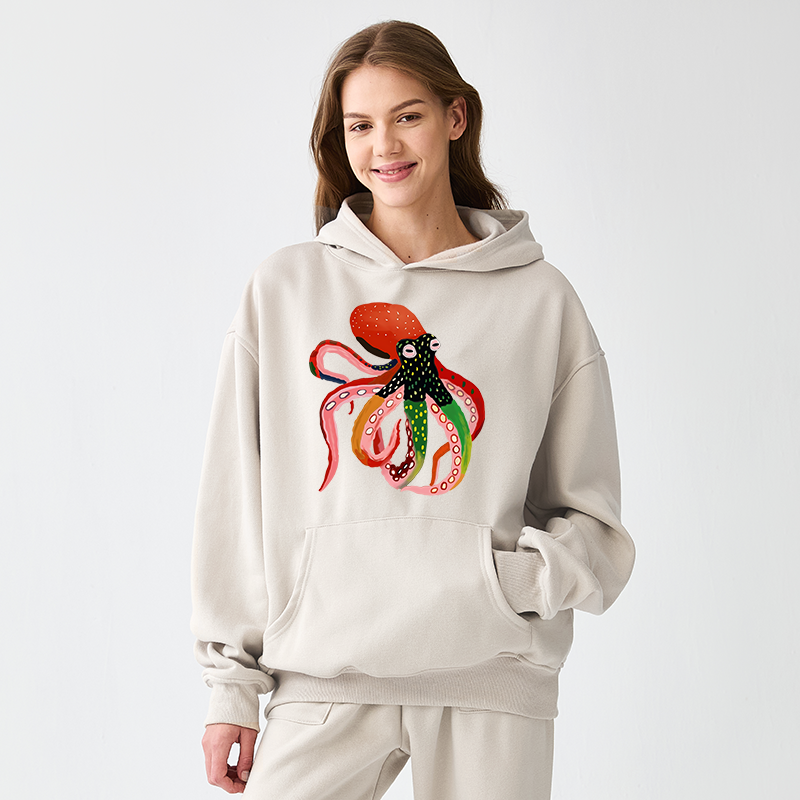 Tokyo-Tiger Colorful Octopus Art Adult Fleece Hoodie