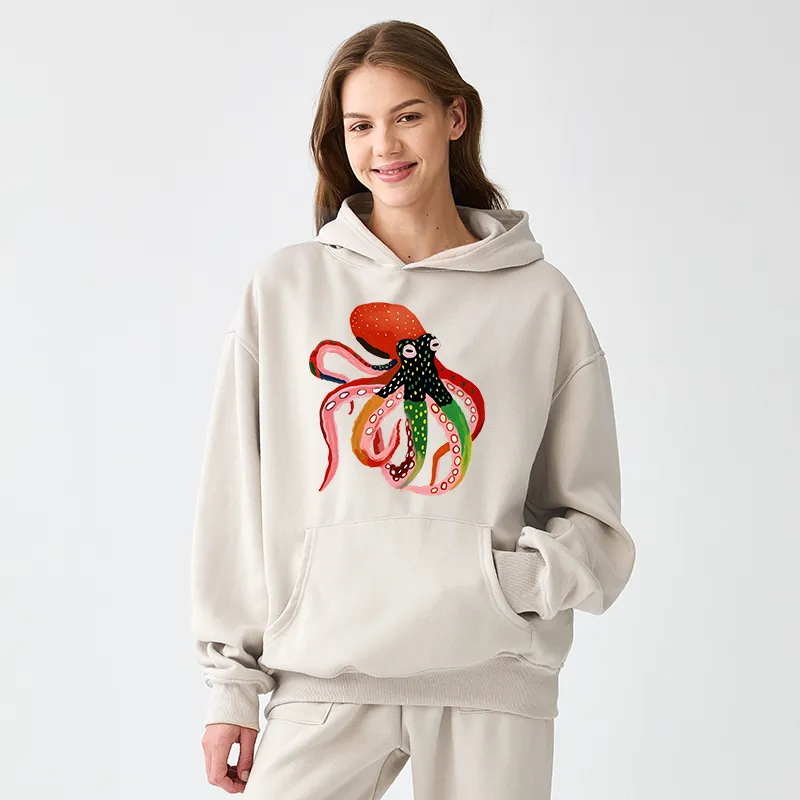 Tokyo-Tiger Colorful Octopus Art Adult Fleece Hoodie