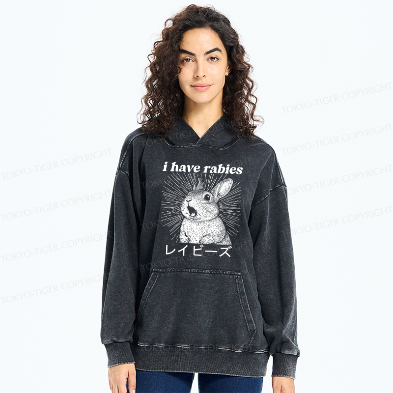 Tokyo-Tiger Funny Rabbit Washed Hoodie