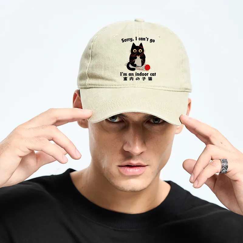 Tokyo-Tiger Indoor Cat Meme Washed Cap