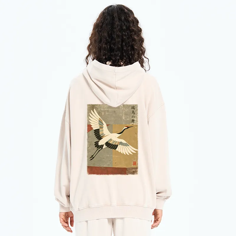 Tokyo-Tiger Crane Spirit Washed Zip Hoodie