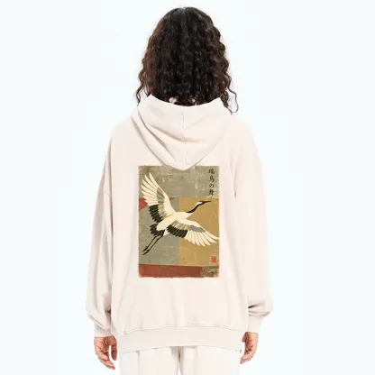 Tokyo-Tiger Crane Spirit Washed Zip Hoodie