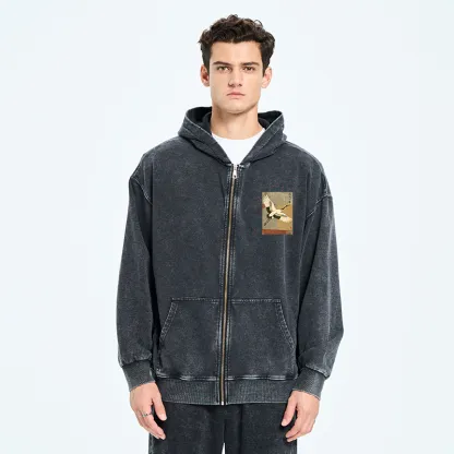 Tokyo-Tiger Crane Spirit Washed Zip Hoodie
